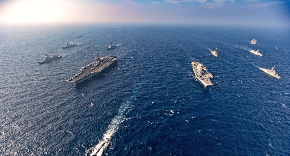 四方安全对话机制成员国正在印度洋开展“马拉巴尔”联合海上演习