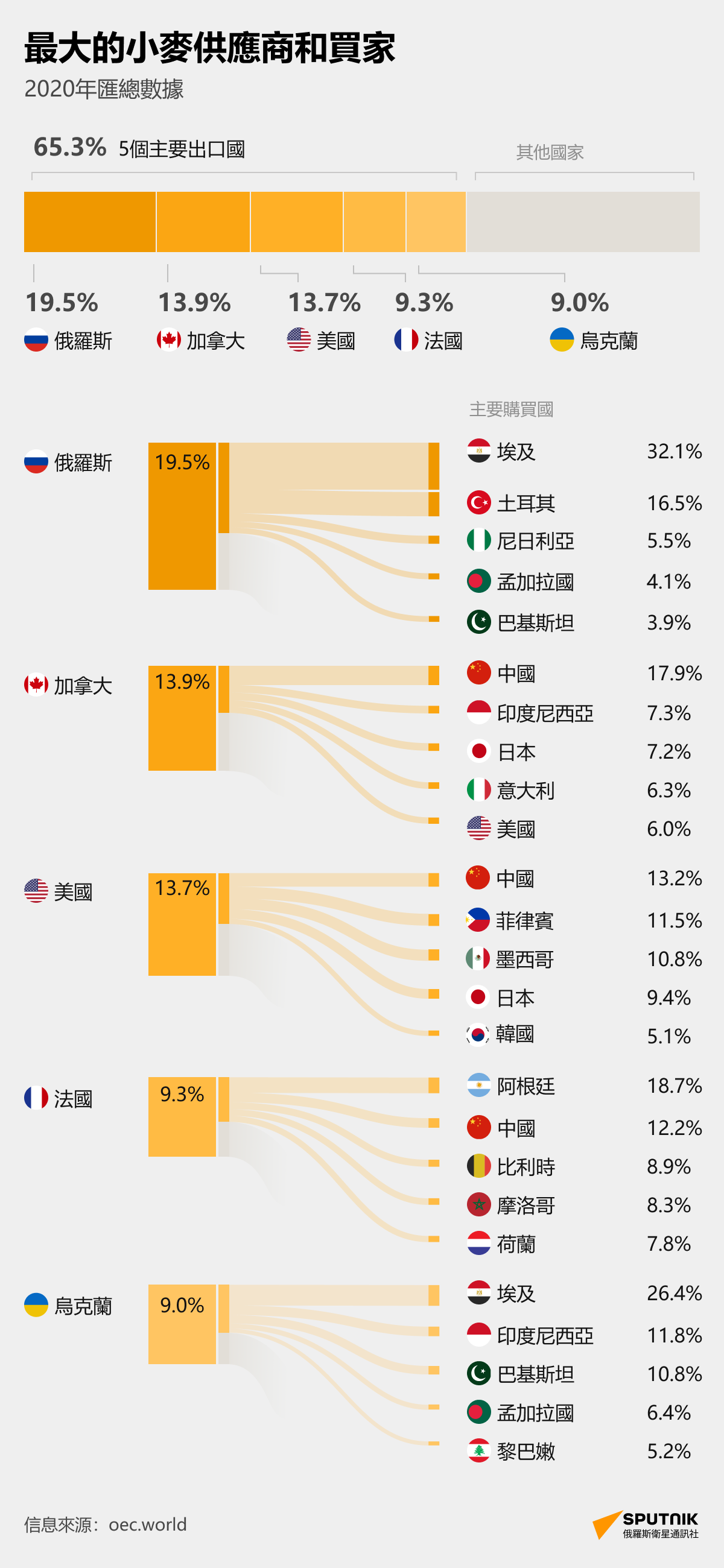 世界小麥市場：最大的供應商和買家 - 俄羅斯衛星通訊社