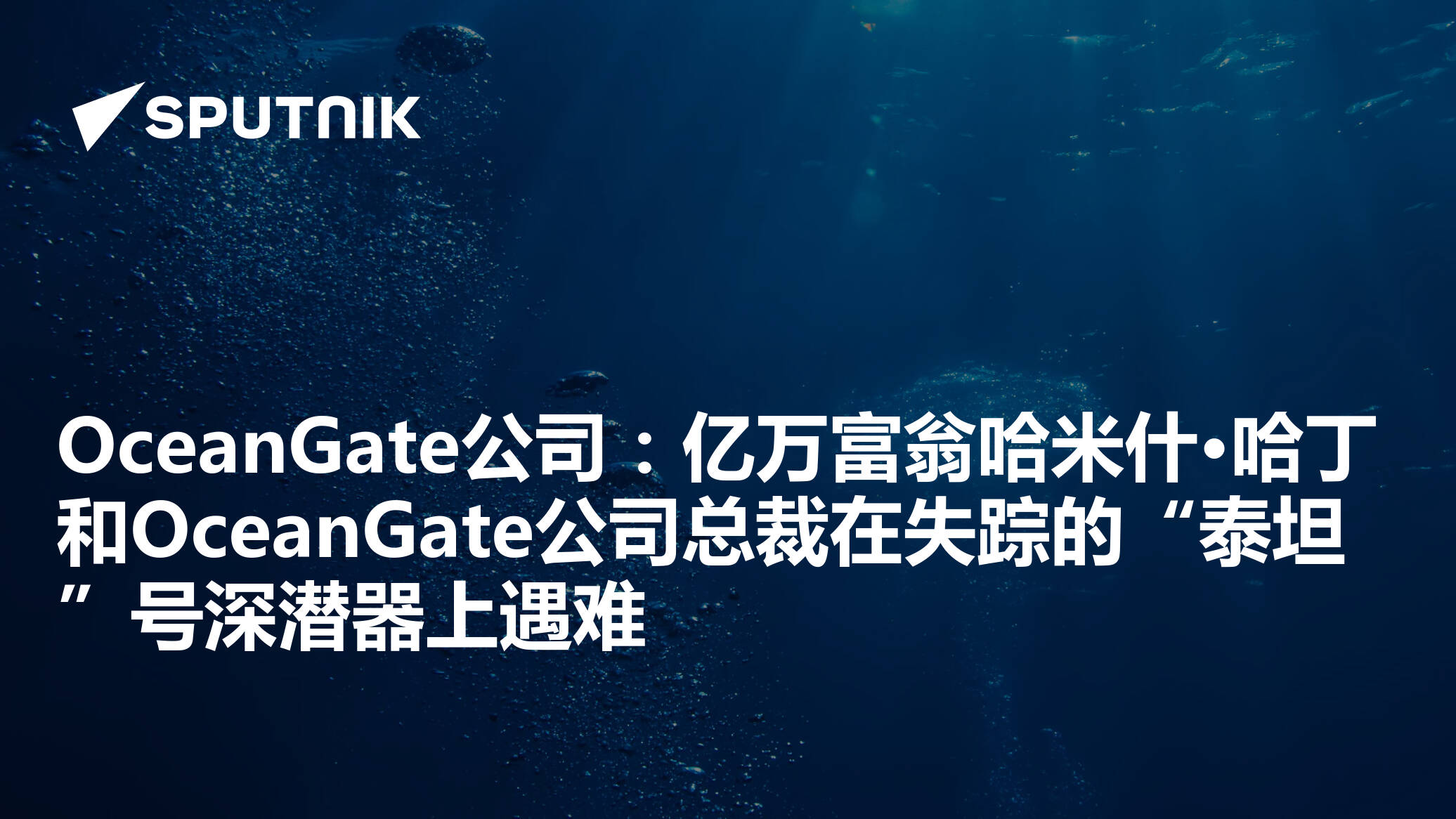OceanGate公司：亿万富翁哈米什·哈丁和OceanGate公司总裁在失踪的“泰坦”号深潜器上遇难 - 2023年6月23日, 俄罗斯卫星通讯社