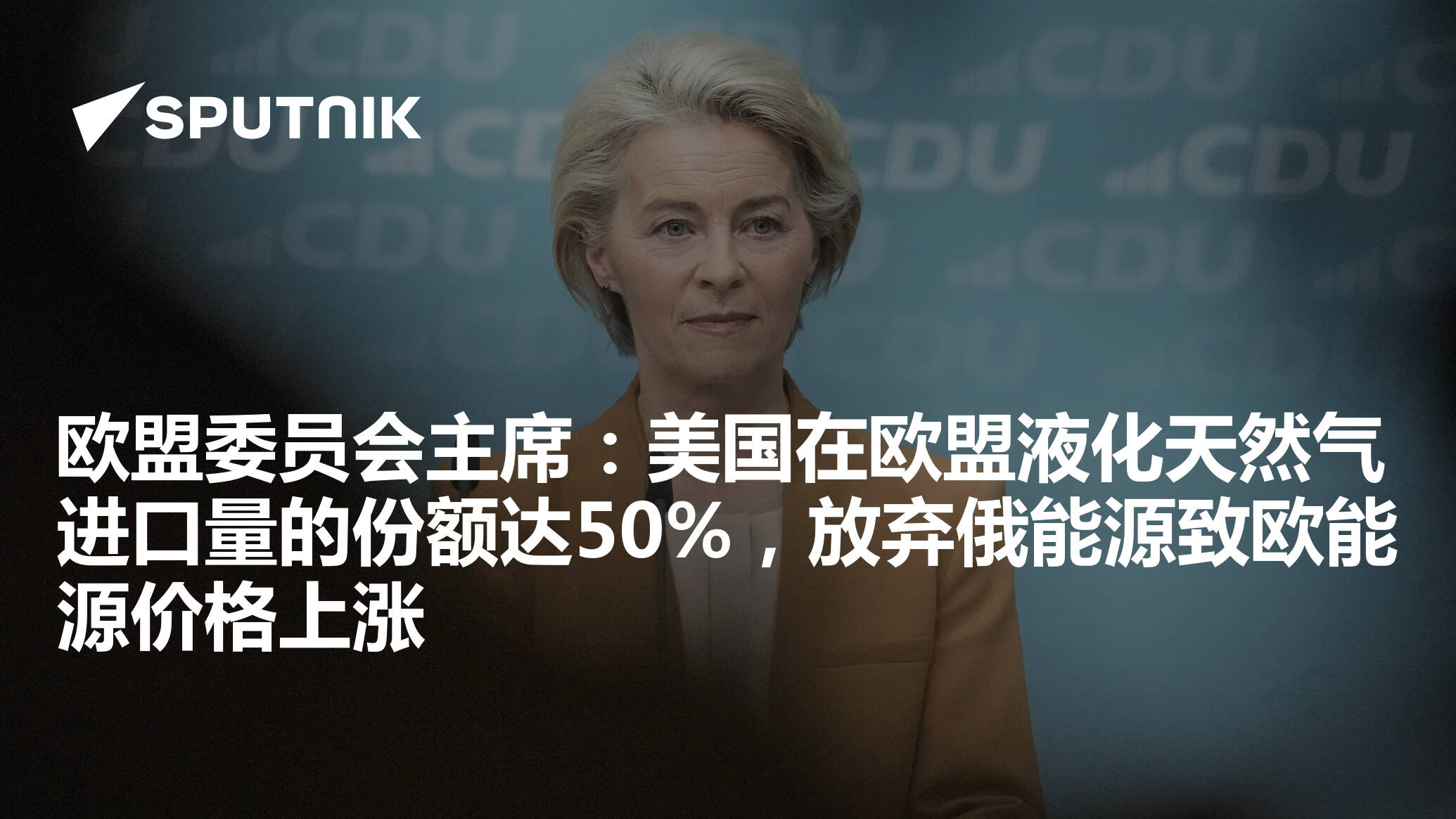 欧盟委员会主席：美国在欧盟液化天然气进口量的份额达50%，放弃俄能源致欧能源价格上涨- 2025年1月22日, 俄罗斯卫星通讯社