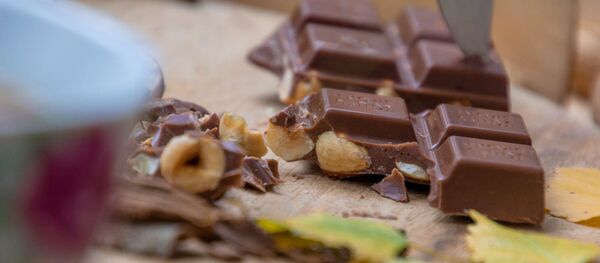 Открытая плитка шоколада Ritter Sport с орехами - 俄罗斯卫星通讯社