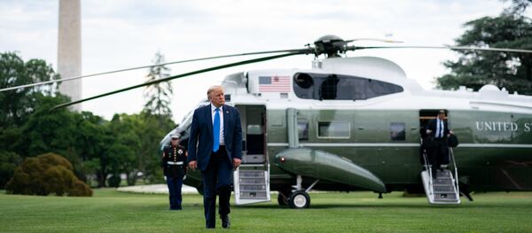 Президент США Дональд Трамп у своего вертолета на южной лужайке Белого дома в Вашингтоне - 俄罗斯卫星通讯社