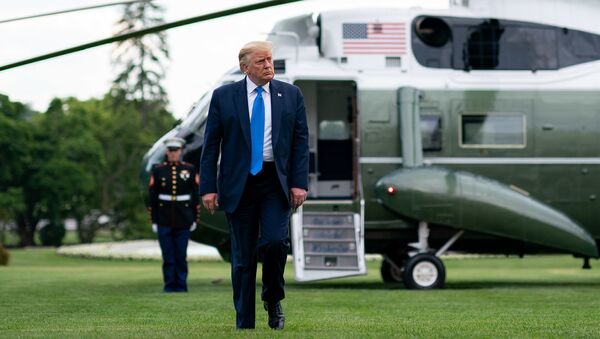 Президент США Дональд Трамп у своего вертолета на южной лужайке Белого дома в Вашингтоне - 俄罗斯卫星通讯社