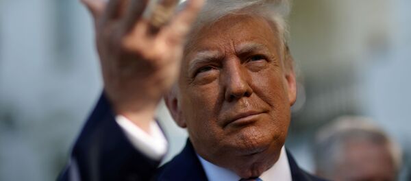 Президент США Дональд Трамп во время встречи с прессой в Белом доме Президент США Дональд Трамп во время встречи с прессой в Белом доме - 俄羅斯衛星通訊社