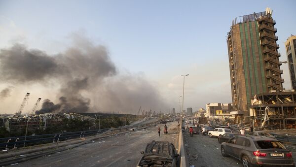 Aftermath of a massive explosion is seen in in Beirut, Lebanon,  - 俄罗斯卫星通讯社