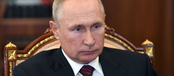  6 августа 2020. Президент РФ Владимир Путин во время встречи с генеральным директором АО ДОМ.РФ Виталием Мутко. - 俄罗斯卫星通讯社