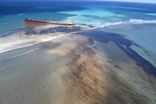 “MV Wakashio”号散货船在毛里求斯漏油情况 - 俄罗斯卫星通讯社
