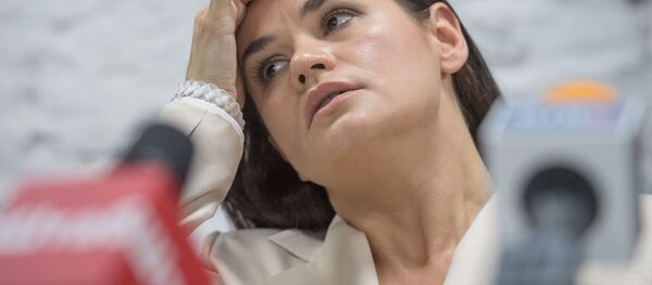 Кандидат в президенты Белоруссии Светлана Тихановская на пресс-конференции в Минске - 俄羅斯衛星通訊社