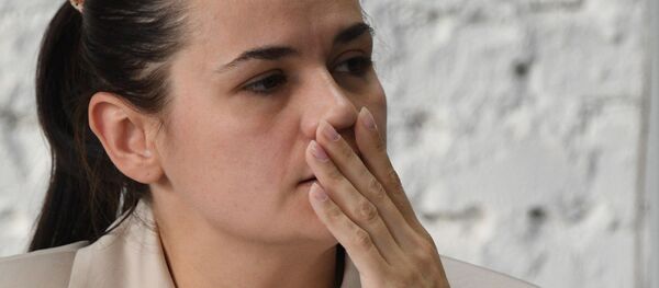 Кандидат в президенты Белоруссии Светлана Тихановская на пресс-конференции в Минске - 俄罗斯卫星通讯社
