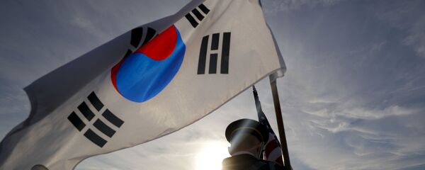 Военнослужащий с флагом Южной Кореи - 俄罗斯卫星通讯社