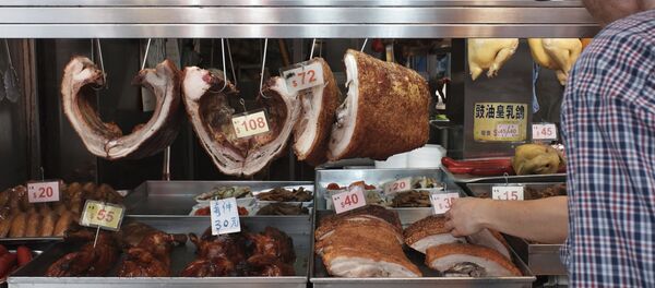 Прилавок со свининой в Китае. - 俄罗斯卫星通讯社