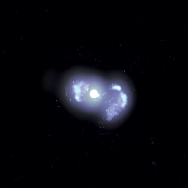 Многочастотное составное изображение галактики TXS 0128+554, находящейся на расстоянии 500 миллионов световых лет от Земли, полученное Национальной радиоастрономической обсерваторией США - 俄罗斯卫星通讯社