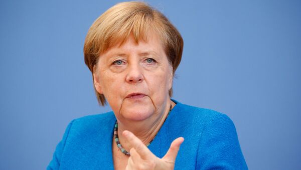Канцлер Германии Ангела Меркель на пресс-конференции по коронавирусу в Берлине.  - 俄羅斯衛星通訊社