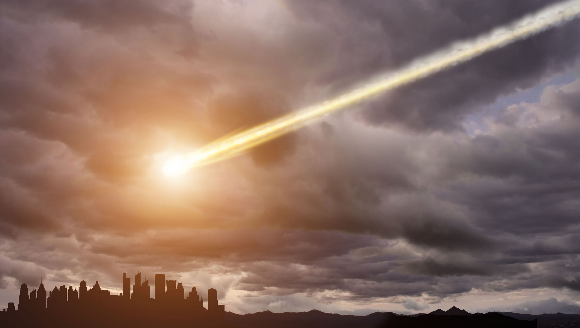 Падающий метеорит в небе над городом - 俄罗斯卫星通讯社, 1920, 20.03.2021