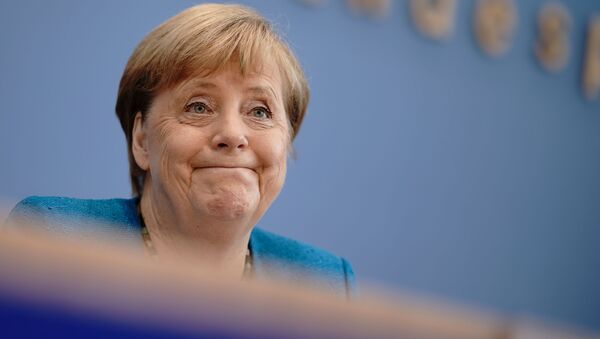 Канцлер Германии Ангела Меркель во время пресс-конференции в Берлине  - 俄罗斯卫星通讯社