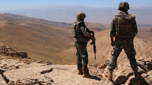 Солдаты ливанской армии на границе с Сирией  - 俄罗斯卫星通讯社