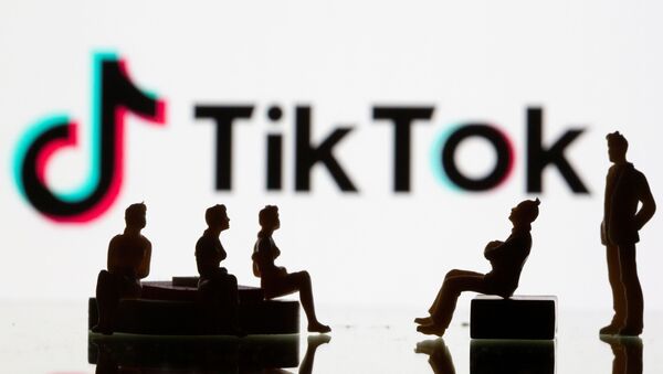 Фигурки на фоне логотипа социальной сети TikTok - 俄罗斯卫星通讯社