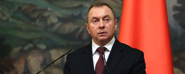 Министр иностранных дел Белоруссии Владимир Макей на пресс-конференции по итогам переговоров с министром иностранных дел РФ Сергеем Лавровым в Москве Министр иностранных дел Белоруссии Владимир Макей на пресс-конференции по итогам переговоров с министром иностранных дел РФ Сергеем Лавровым в Москве - 俄罗斯卫星通讯社