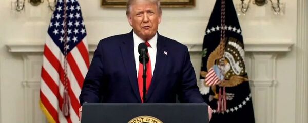 Президент США Дональд Трамп обращается к Генассамблее ООН. Кадр трансляции обращения Президент США Дональд Трамп обращается к Генассамблее ООН. Кадр трансляции обращения - 俄罗斯卫星通讯社