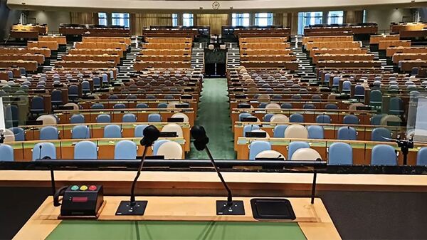 Пустой зал Генассамблеи ООН - 俄羅斯衛星通訊社