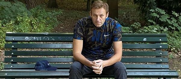 Блогер Алексей Навальный на скамейке в Берлине, Германия Блогер Алексей Навальный на скамейке в Берлине, Германия - 俄羅斯衛星通訊社