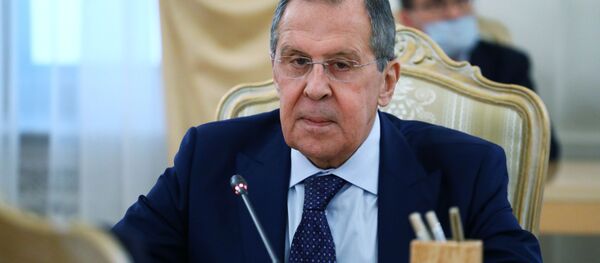 Министр иностранных дел России Сергей Лавров во время встречи с министром иностранных дел Ирана Мухаммадом Джавад Зарифом Министр иностранных дел России Сергей Лавров во время встречи с министром иностранных дел Ирана Мухаммадом Джавад Зарифом - 俄罗斯卫星通讯社