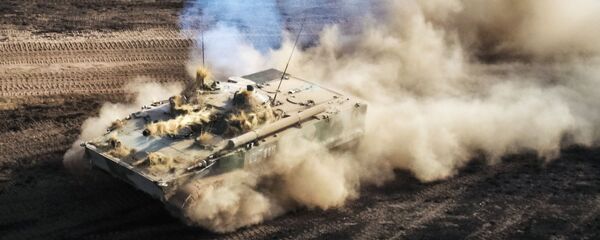Боевая машина пехоты БМП-3 на командно-штабных учениях Кавказ-2020 на полигоне Прудбой Южного военного округа в Волгоградской области. - 俄羅斯衛星通訊社