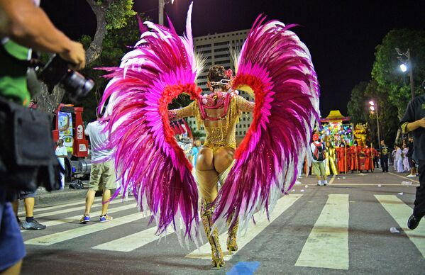 Танцовщица перед началом парада в Рио-де-Жанейро, Бразилия - 俄罗斯卫星通讯社
