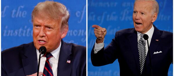 Президент США Дональд Трамп с Джо Байденом во время дебатов - 俄罗斯卫星通讯社