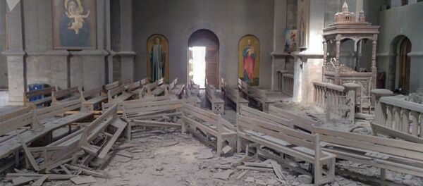 Попавший под обстрел собор Христа Всеспасителя (Казанчецоц) в карабахском Шуши - 俄羅斯衛星通訊社