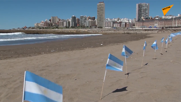 阿根廷海灘出現數百面旗幟以悼念新冠病毒受害者 - 俄羅斯衛星通訊社