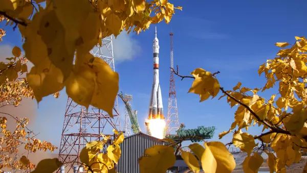 Ракета-носитель Союз-2.1а с транспортным пилотируемым кораблем Союз МС-17 во время запуска со стартовой площадки №31 космодрома Байконур.   - 俄羅斯衛星通訊社