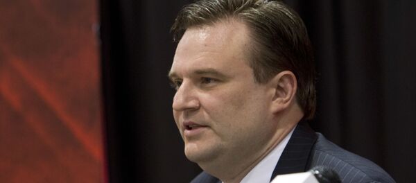 Генеральный директор Хьюстон Рокетс Дэрил Мори в Тойота Центр в Хьюстоне - 俄罗斯卫星通讯社