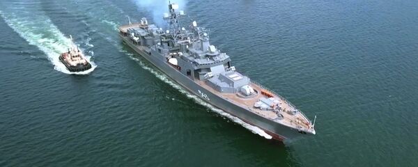 Модернизированный большой противолодочный корабль Тихоокеанского флота проекта 1155 Маршал Шапошников во время проведения этапа заводских ходовых испытаний в Японском море - 俄罗斯卫星通讯社