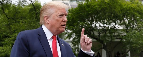 Президент США Дональд Трамп во время пресс-подхода перед своим отлетом в Детройт - 俄罗斯卫星通讯社