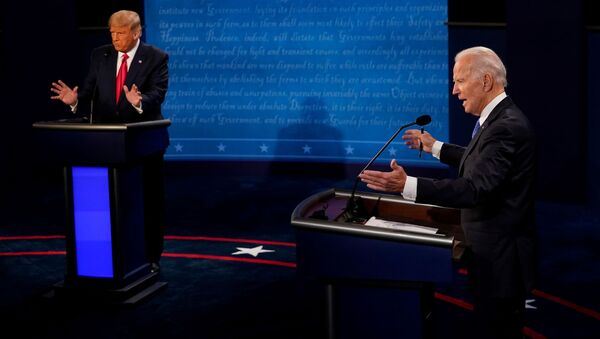 Финальные дебаты между президентом США Дональдом Трампом и бывшим вице-президентом Джо Байденом в Curb Event Cente - 俄羅斯衛星通訊社