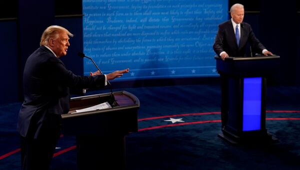 Финальные дебаты между президентом США Дональдом Трампом и бывшим вице-президентом Джо Байденом в Curb Event Cente - 俄罗斯卫星通讯社