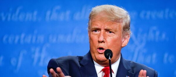 Президентом США Дональдом Трампом во время финальных дебатов с бывшим вице-президентом Джо Байденом в Curb Event Cente - 俄罗斯卫星通讯社