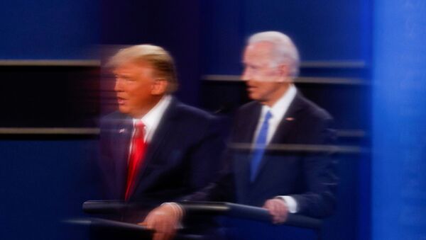 Телетрансляция финальных дебатов между президентом США Дональдом Трампом и бывшим вице-президентом Джо Байденом в Curb Event Cente - 俄罗斯卫星通讯社