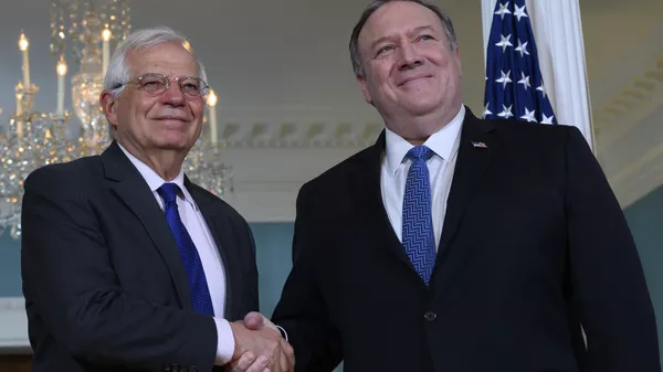 Глава дипломатии ЕС Жозеп Боррель и госсекретарь США Майк Помпео - 俄羅斯衛星通訊社