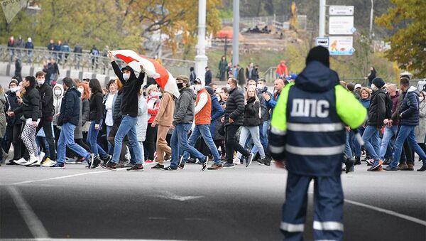 Участники акции протеста Народный ультиматум в Минске - 俄羅斯衛星通訊社