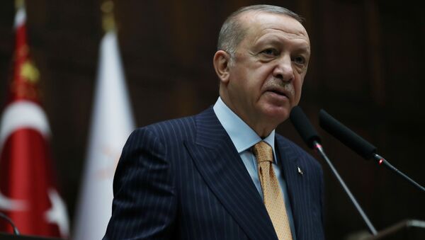 Президент Турции Реджеп Тайип Эрдоган выступает с обращением к членам своей партии - 俄羅斯衛星通訊社