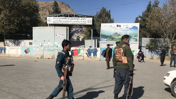 Афганские полицейские на месте атаки на университет в Кабуле - 俄罗斯卫星通讯社