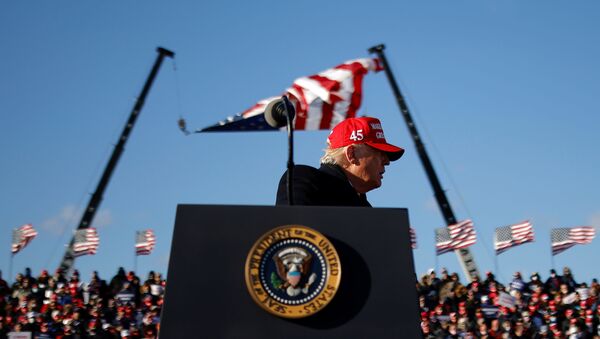 U.S. President Donald Trump holds a campaign rally at Wilkes-Barre Scranton International Airport in Avoca, Pennsylvania, U.S., November 2, 2020.  - 俄罗斯卫星通讯社