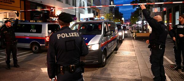 Полиция на месте стрельбы в Вене  - 俄羅斯衛星通訊社