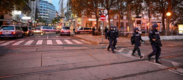 Полиция на месте стрельбы в Вене  - 俄罗斯卫星通讯社
