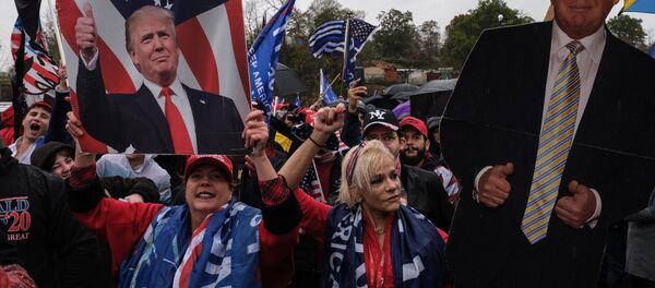 Участники автопробега в поддержку Дональда Трампа собрались на стоянке Palisades Center в пригороде Нью-Йорка. - 俄羅斯衛星通訊社
