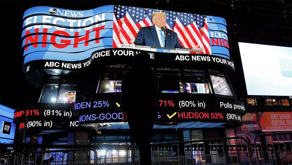 Трансляция выступления президента США Дональда Трампа относительно первых результатов президентских выборов в США - 俄羅斯衛星通訊社