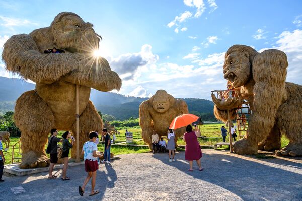 Фигуры из рисовой соломы в парке развлечений недалеко от города Чиангмай в Таиланде - 俄罗斯卫星通讯社