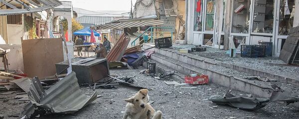 Последствия обстрела центрального рынка Степанакерта - 俄罗斯卫星通讯社